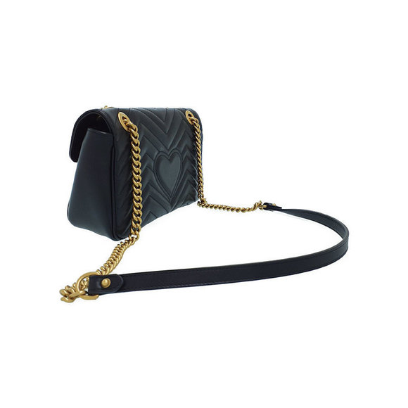 Gucci GG Marmont Quilted Small Shoulder Bag Chain Black - Picture 2 of 9
